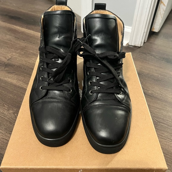 Men's Black Christian Louboutin Louis High-Tops w/ OG Bags & Box, Size 14 (48) - Picture 1 of 10